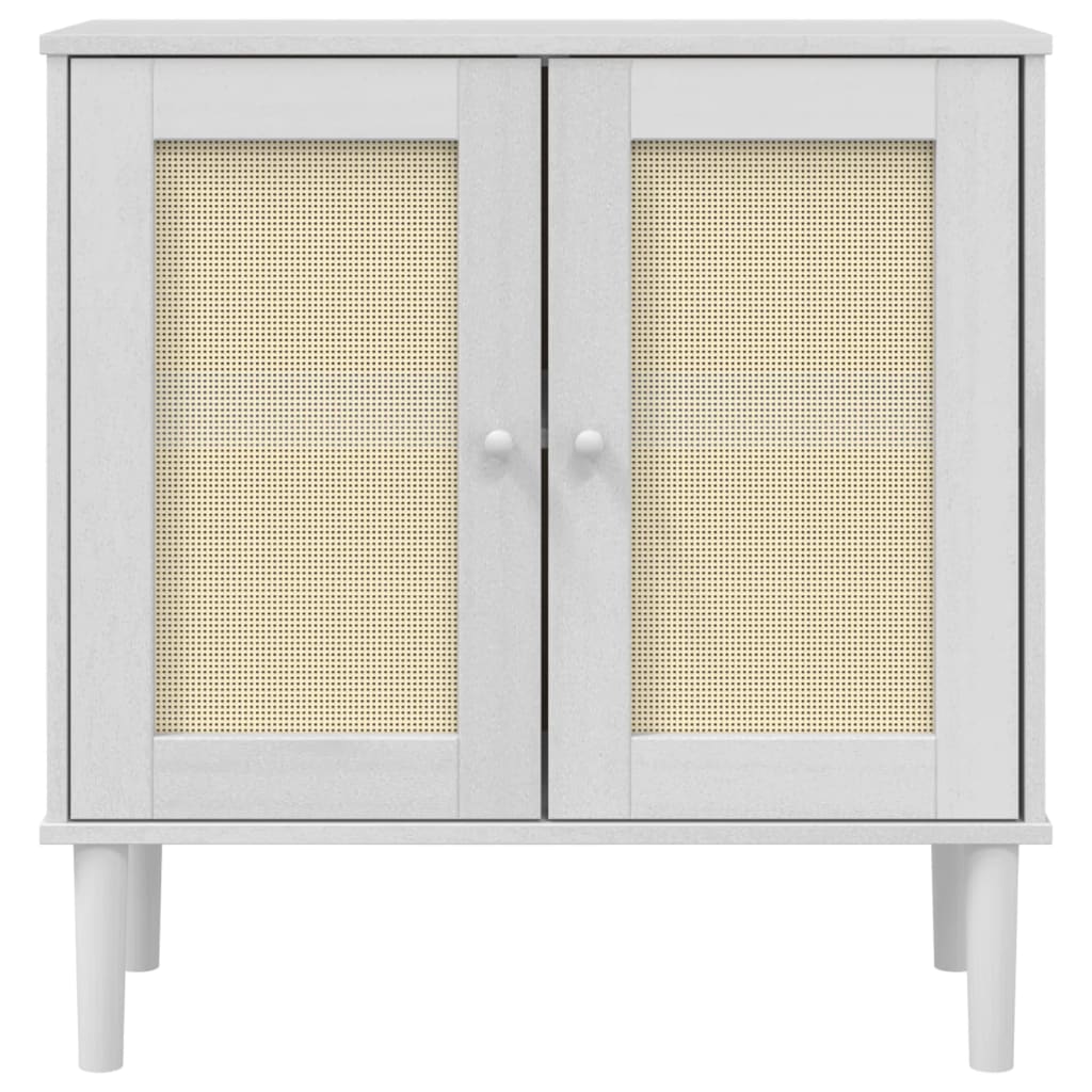 vidaXL Ντουλάπι SENJA Λευκό / Όψη Ρατάν 80x35x80 εκ. Μασίφ Ξύλο Πεύκου