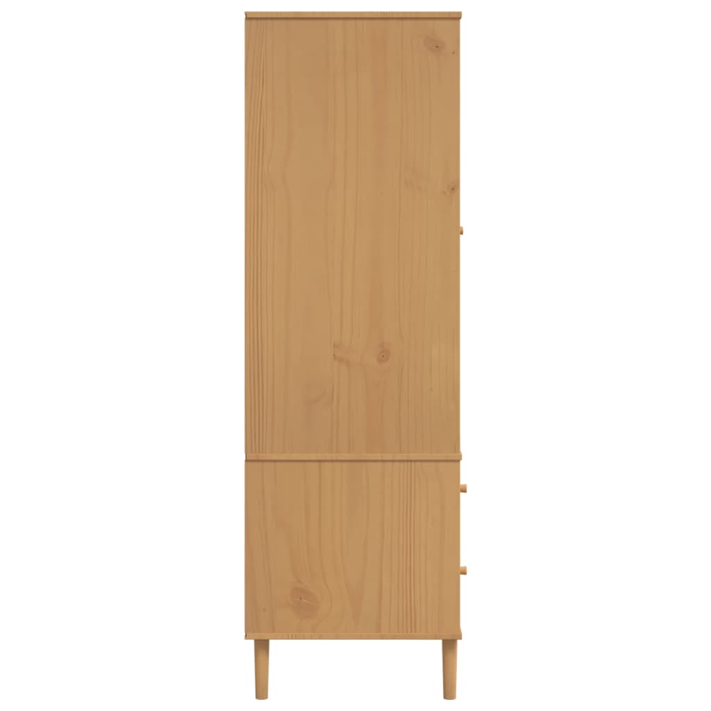 vidaXL Ντουλάπα SENJA Καφέ / Ρατάν 90 x 55 x 175 εκ. Μασίφ Ξύλο Πεύκου
