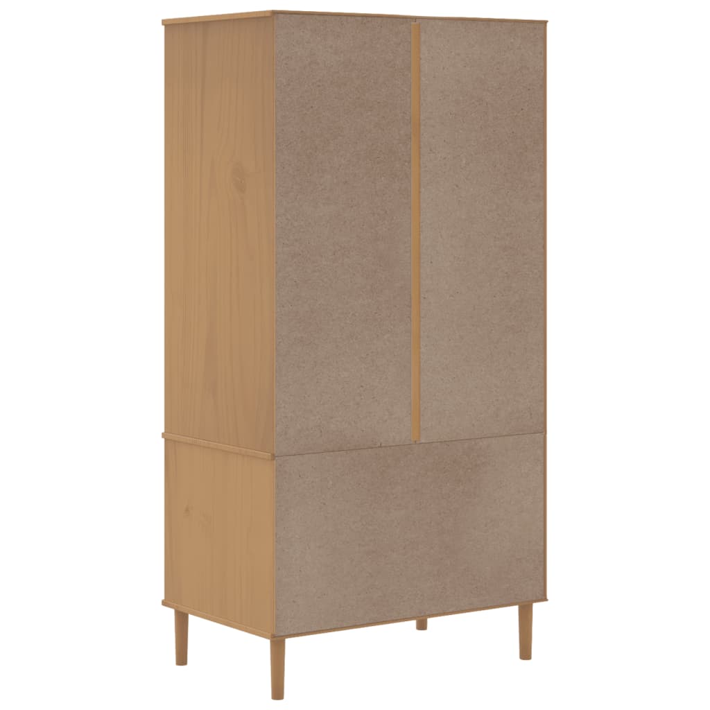 vidaXL Ντουλάπα SENJA Καφέ / Ρατάν 90 x 55 x 175 εκ. Μασίφ Ξύλο Πεύκου