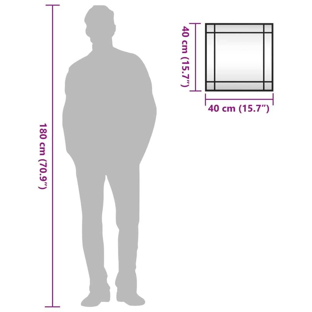vidaXL Καθρέφτης Τοίχου Τετράγωνος Μαύρος 40 x 40 εκ. από Σίδερο