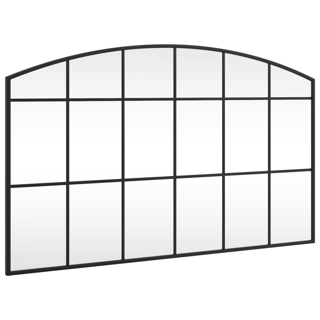 vidaXL Καθρέφτης Τοίχου Αψίδα Μαύρος 100 x 60 εκ. από Σίδερο