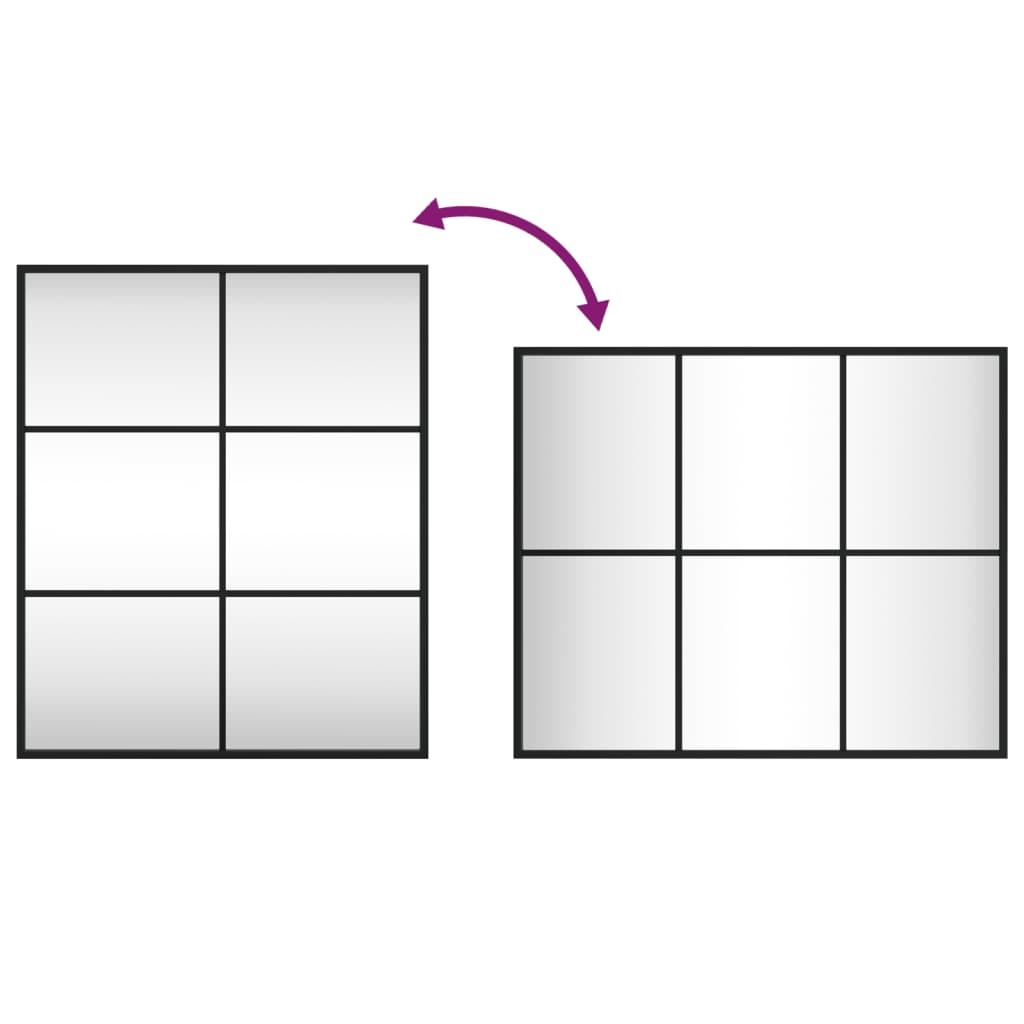 vidaXL Καθρέφτης Ορθογώνιος Μαύρος 50 x 60 εκ. από Σίδερο