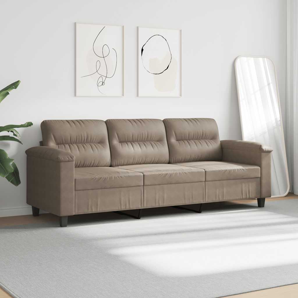 vidaXL Καναπές Τριθέσιος Taupe 180 εκ. Ύφασμα Μακροϊνών