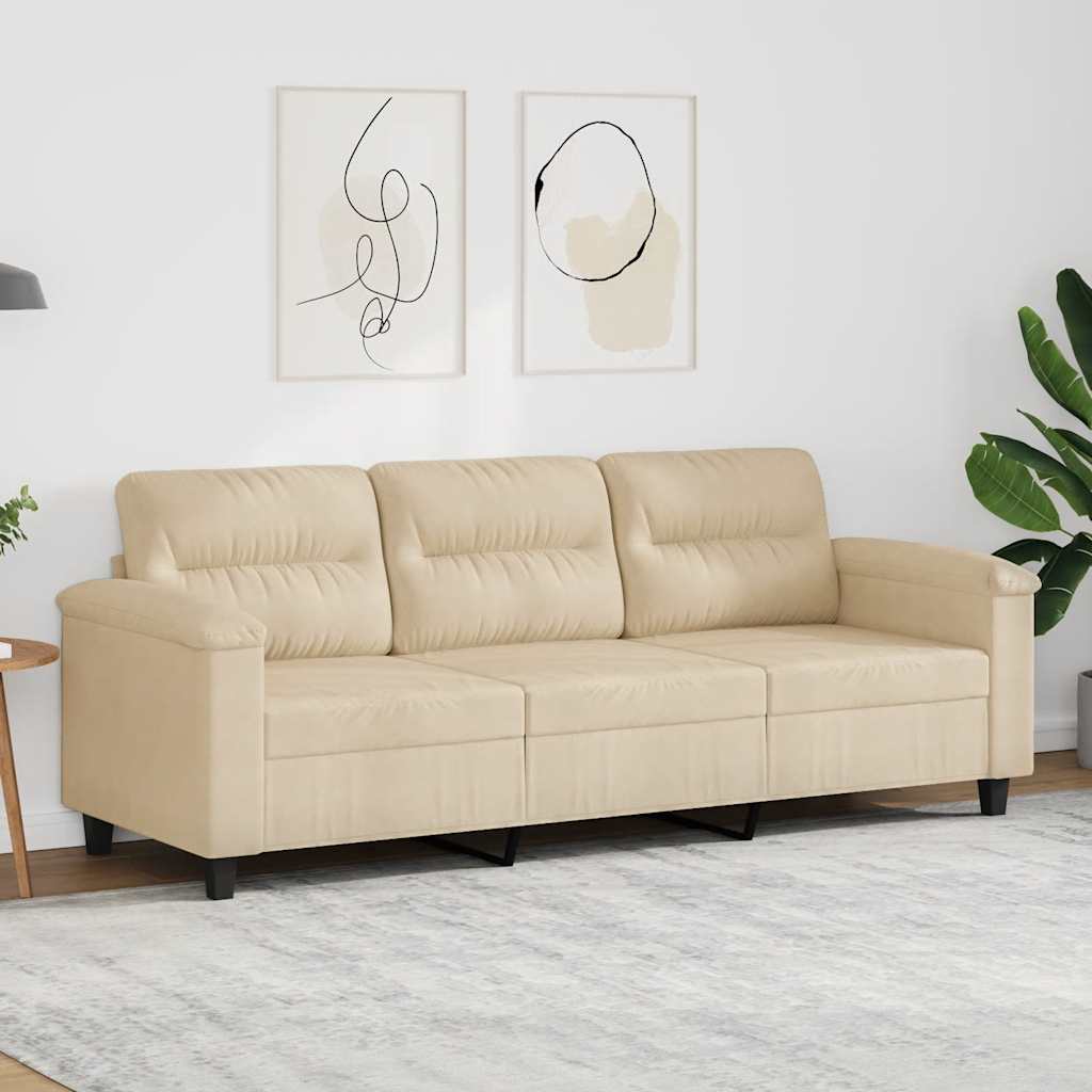 vidaXL Καναπές Τριθέσιος ΚρεμTaupe 180 εκ. Ύφασμα Μακροϊνών