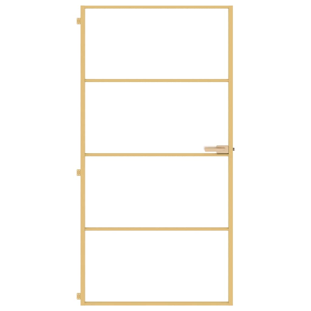 vidaXL Εσωτερική Πόρτα Χρυσή 102,5x201,5 εκ. Ψημένο Γυαλί & Αλουμίνιο