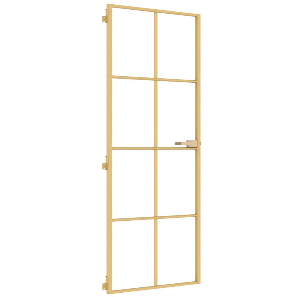 vidaXL Εσωτερική Πόρτα Χρυσή 76 x 201,5 εκ. Ψημένο Γυαλί & Αλουμίνιο