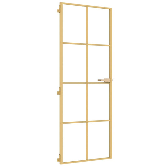 vidaXL Εσωτερική Πόρτα Χρυσή 76 x 201,5 εκ. Ψημένο Γυαλί & Αλουμίνιο
