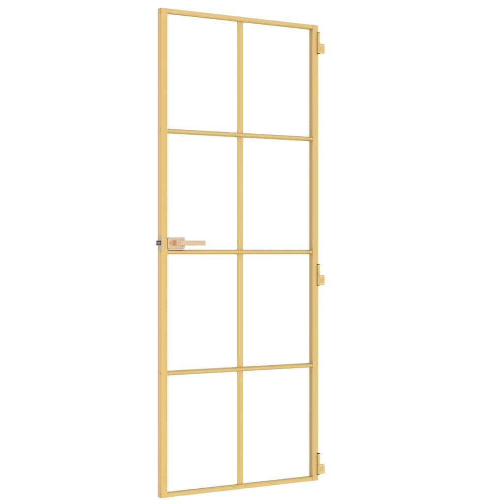 vidaXL Εσωτερική Πόρτα Χρυσή 76 x 201,5 εκ. Ψημένο Γυαλί & Αλουμίνιο