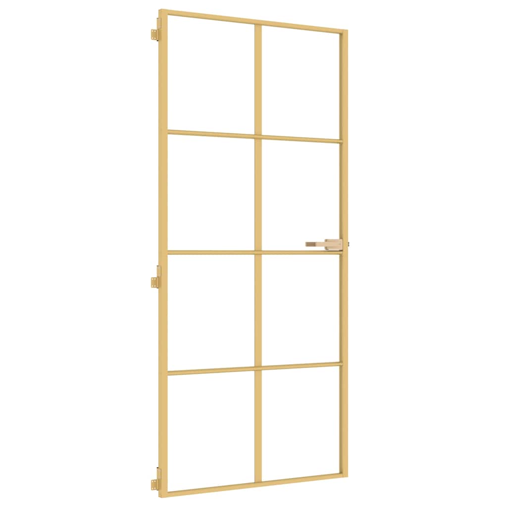 vidaXL Εσωτερική Πόρτα Χρυσή 93 x 201,5 εκ. Ψημένο Γυαλί & Αλουμίνιο
