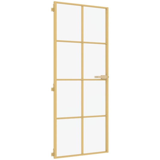 vidaXL Εσωτερική Πόρτα Χρυσή 83 x 201,5 εκ. Ψημένο Γυαλί & Αλουμίνιο