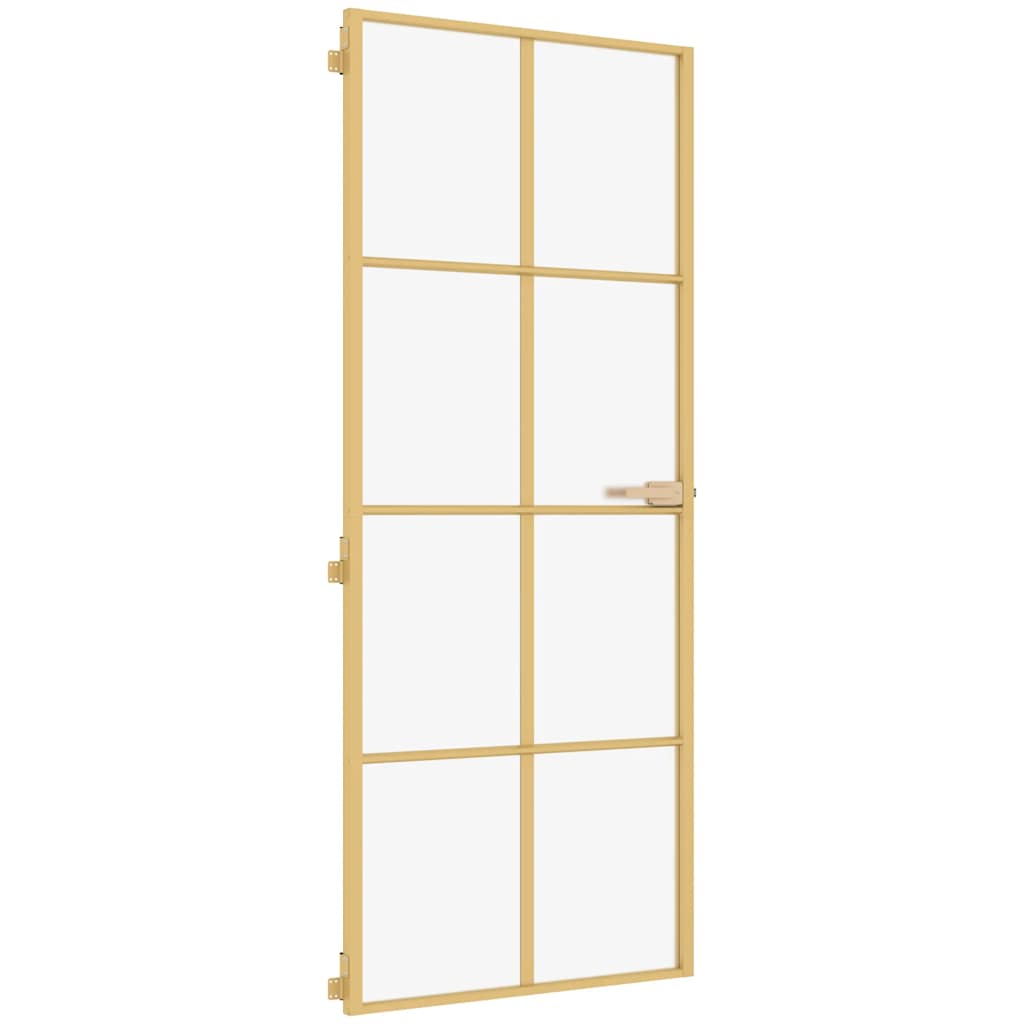 vidaXL Εσωτερική Πόρτα Χρυσή 93 x 201,5 εκ. Ψημένο Γυαλί & Αλουμίνιο