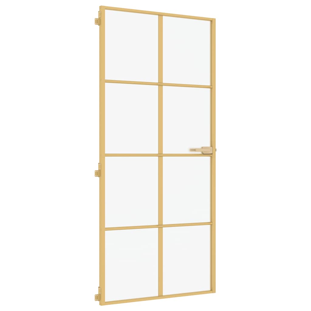 vidaXL Εσωτερική Πόρτα Χρυσή 93 x 201,5 εκ. Ψημένο Γυαλί & Αλουμίνιο