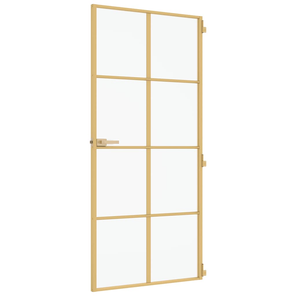 vidaXL Εσωτερική Πόρτα Χρυσή 93 x 201,5 εκ. Ψημένο Γυαλί & Αλουμίνιο