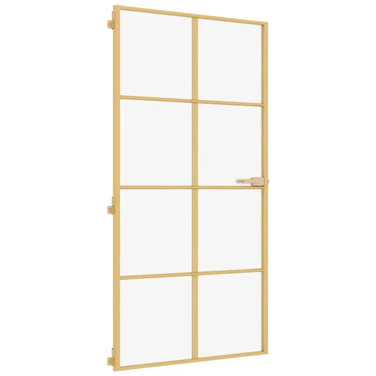 vidaXL Εσωτερική Πόρτα Χρυσή 102,5x201,5 εκ. Ψημένο Γυαλί & Αλουμίνιο