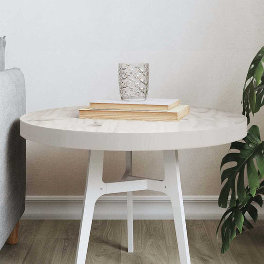 vidaXL Επιφάνεια Τραπεζιού Στρογγυλή Λευκή Ø50x3 εκ. Μασίφ Ξύλο Πεύκου