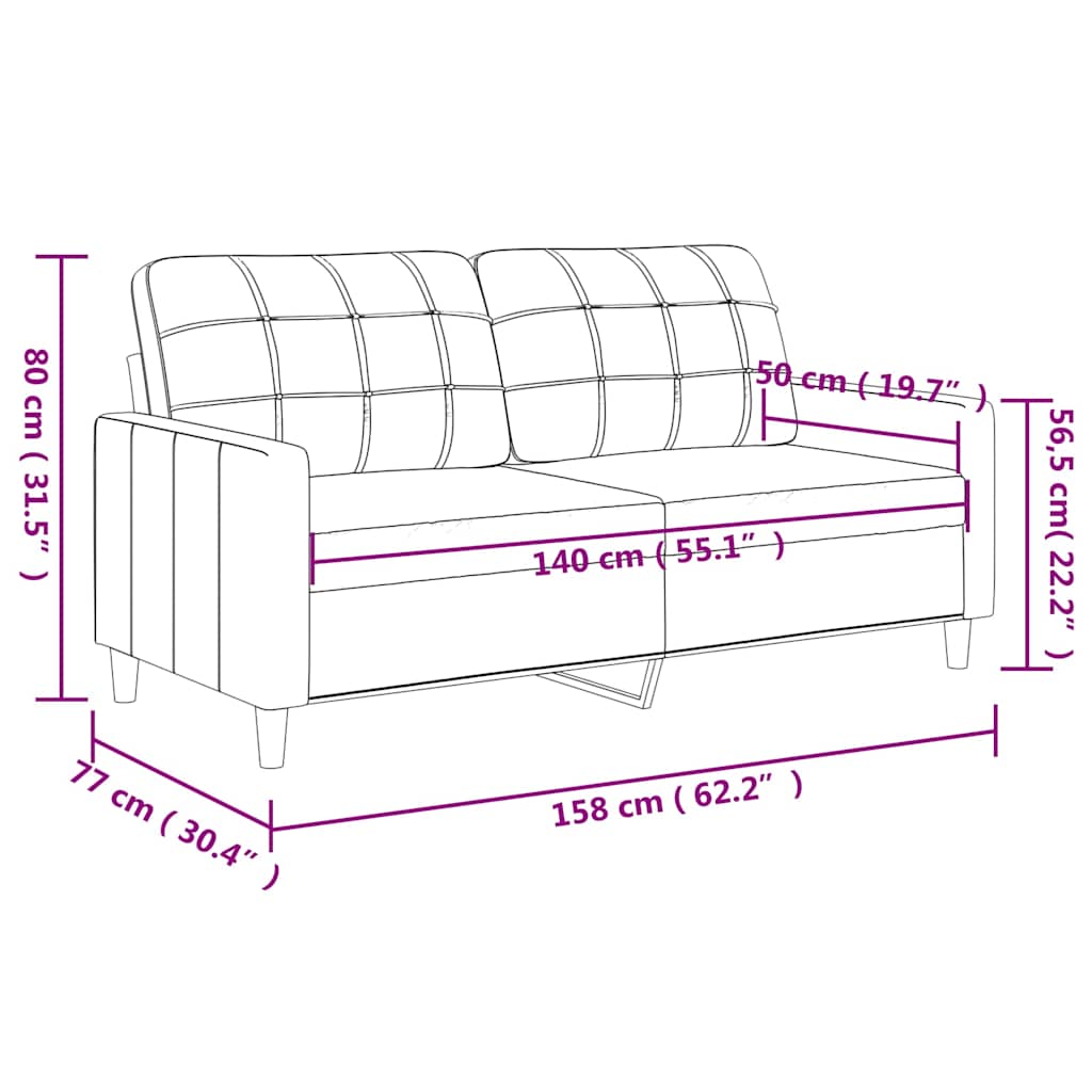 vidaXL Καναπές Διθέσιος Ανοιχτό Γκρι 140 εκ. Υφασμάτινος