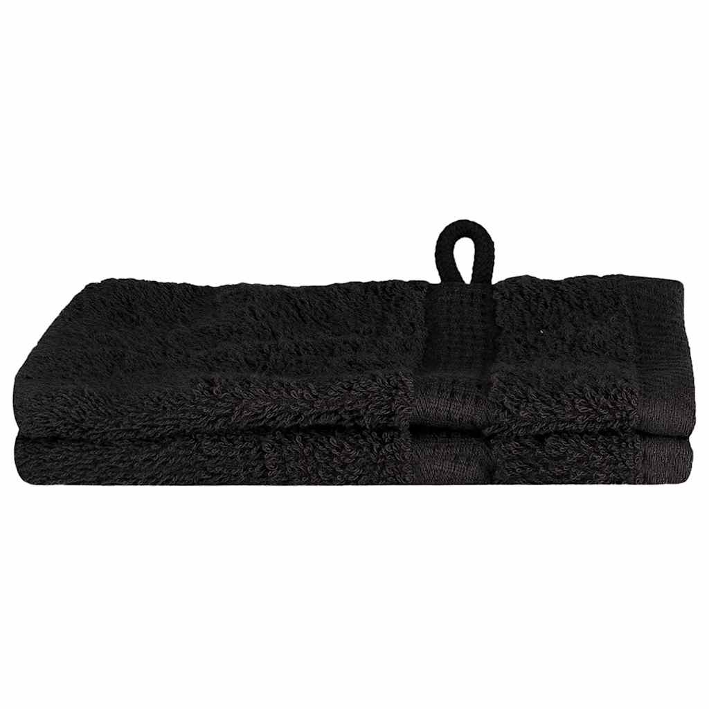 vidaXL Πετσέτα Επισκεπτών SOLUND 2 pcs Μαύρο 15 x 21 cm 550 gsm