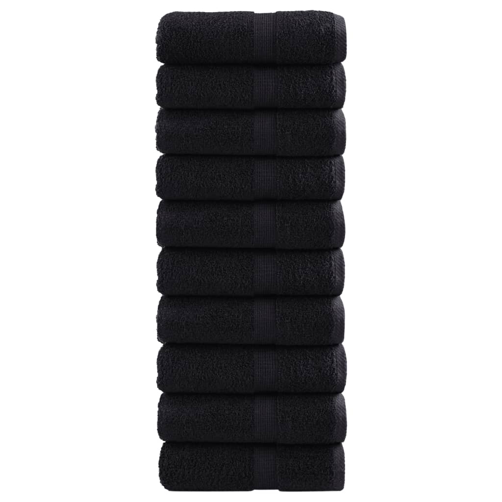vidaXL Πετσέτες Ξενώνα Premium SOLUND 10 τεμ. Μαύρες 30x50 εκ. 600 γρ./τ.μ.
