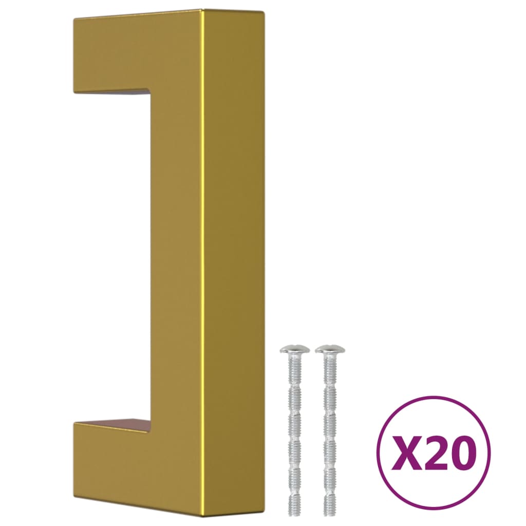 vidaXL Λαβές Ντουλαπιών 20 τεμ. Χρυσές 64 χιλ. από Ανοξείδωτο Ατσάλι