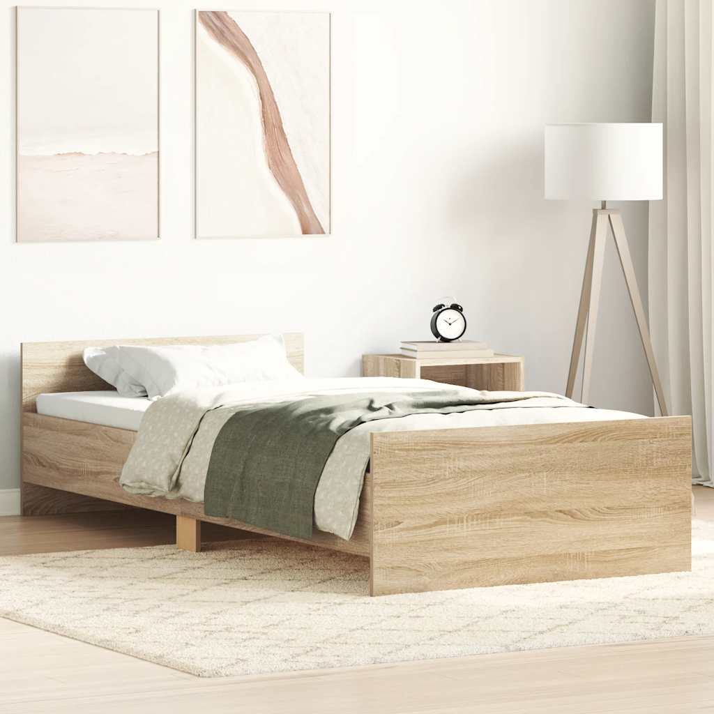 vidaXL Πλαίσιο Κρεβ. Χωρ. Στρώμα Sonoma Δρυς 90x200 εκ. Επεξ. Ξύλο