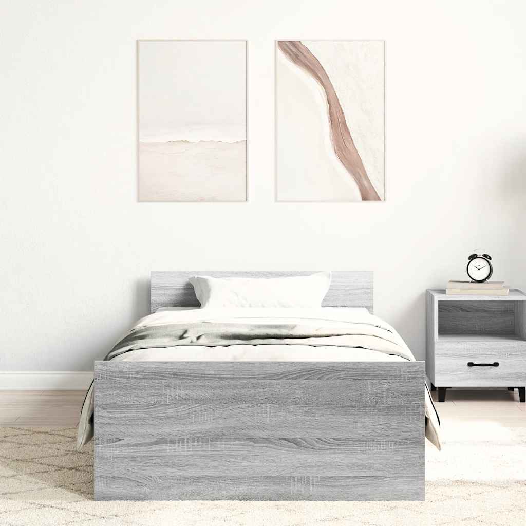 vidaXL Πλαίσιο Κρεβατιού Γκρι Sonoma 100x200 εκ. Επεξεργασμένο Ξύλο