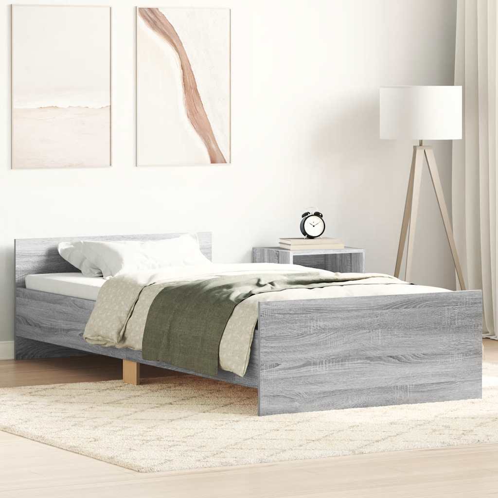 vidaXL Πλαίσιο Κρεβατιού Γκρι Sonoma 100x200 εκ. Επεξεργασμένο Ξύλο