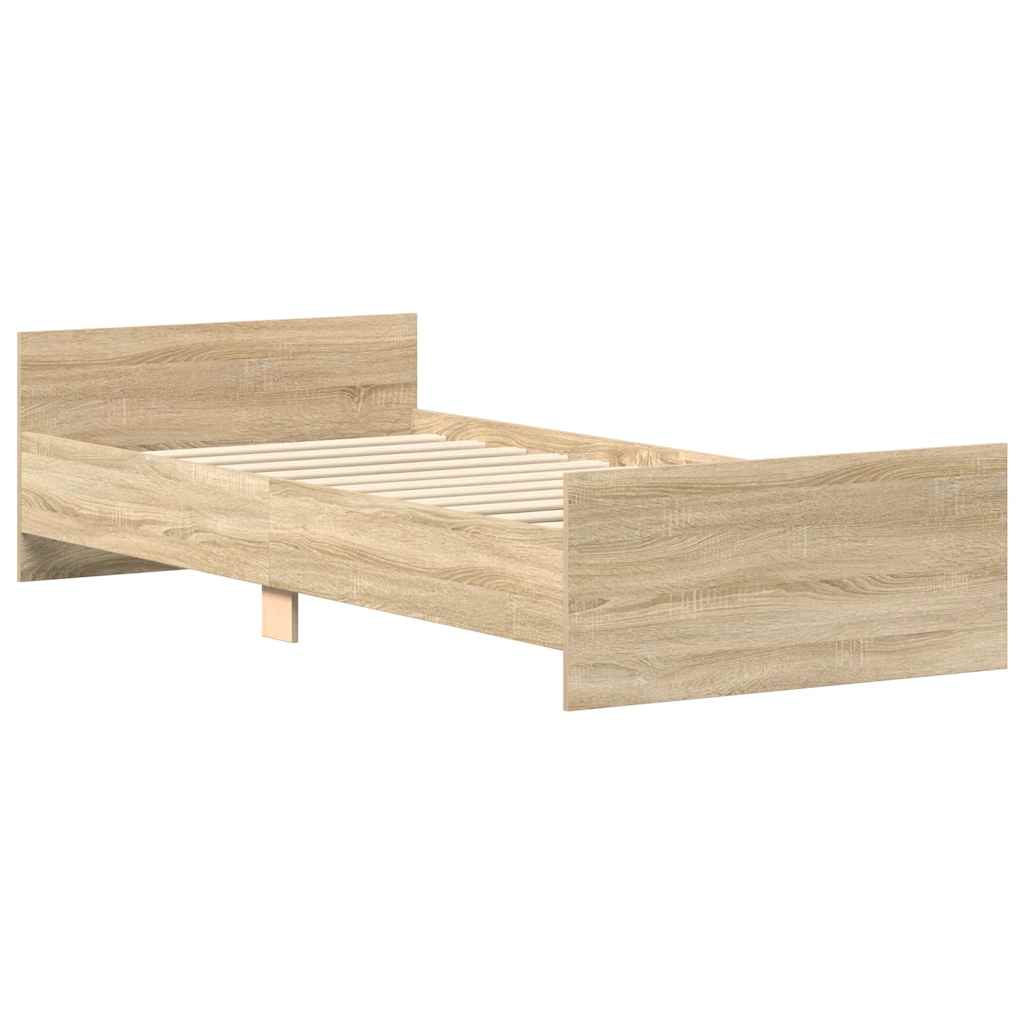 vidaXL Πλαίσιο Κρεβ. Χωρ. Στρώμα Sonoma Δρυς 90 x 190 εκ. Επεξ. Ξύλο