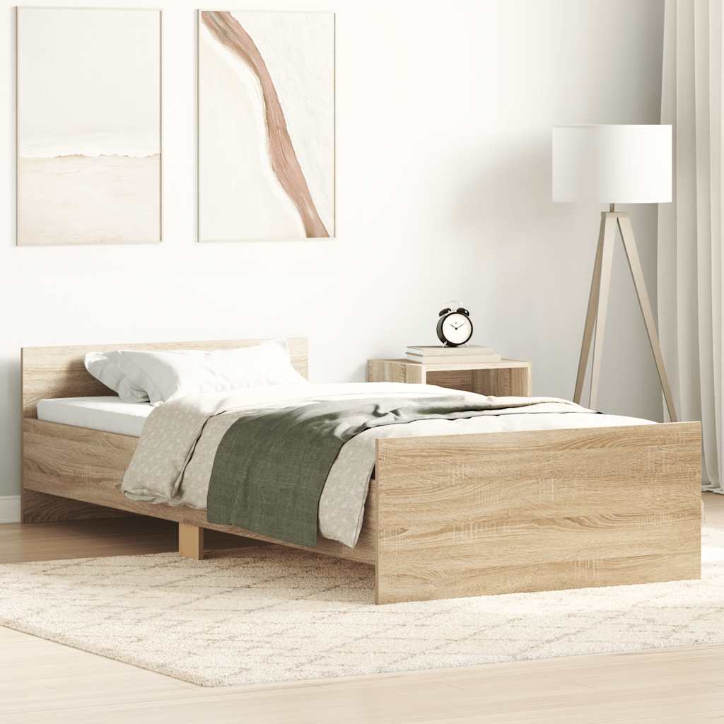 vidaXL Πλαίσιο Κρεβ. Χωρ. Στρώμα Sonoma Δρυς 90 x 190 εκ. Επεξ. Ξύλο