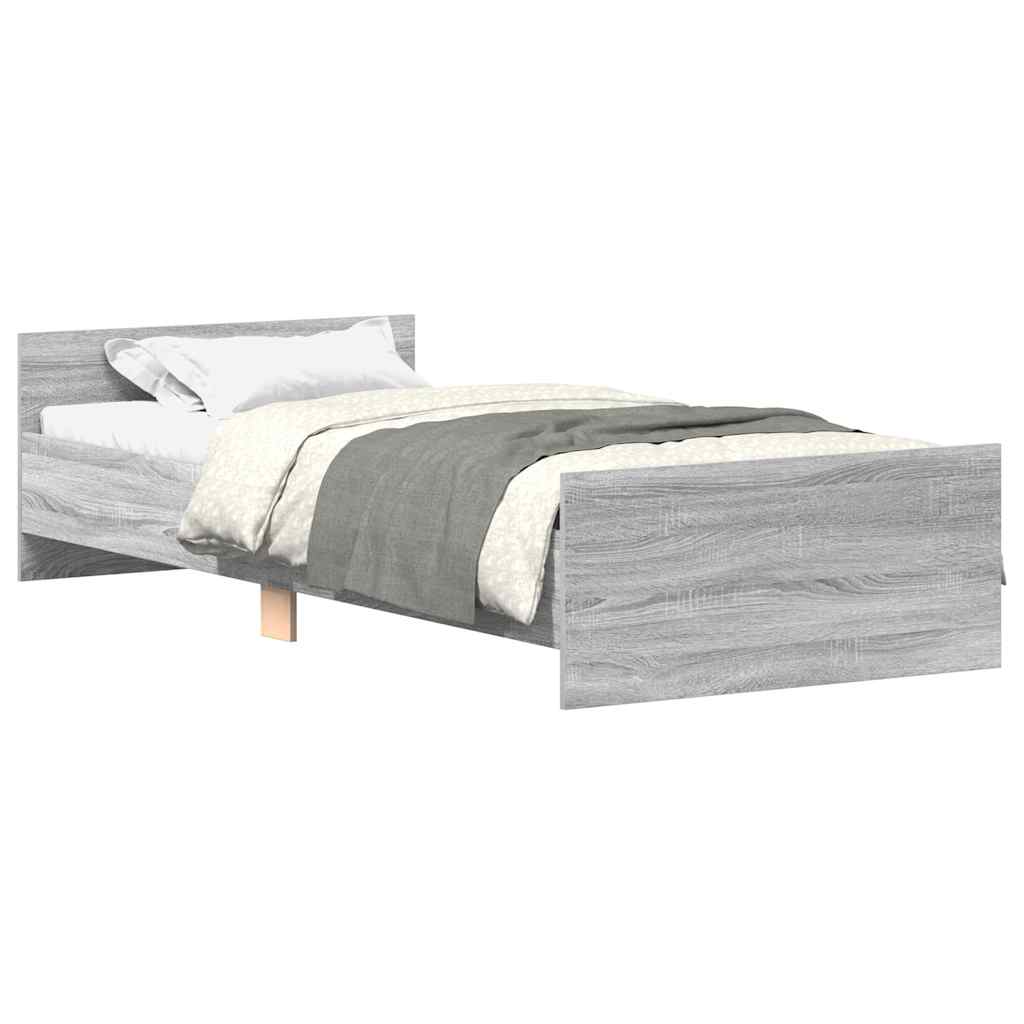 vidaXL Πλαίσιο Κρεβατιού Γκρι Sonoma 75x190 εκ Επεξ. Ξύλο Small Single