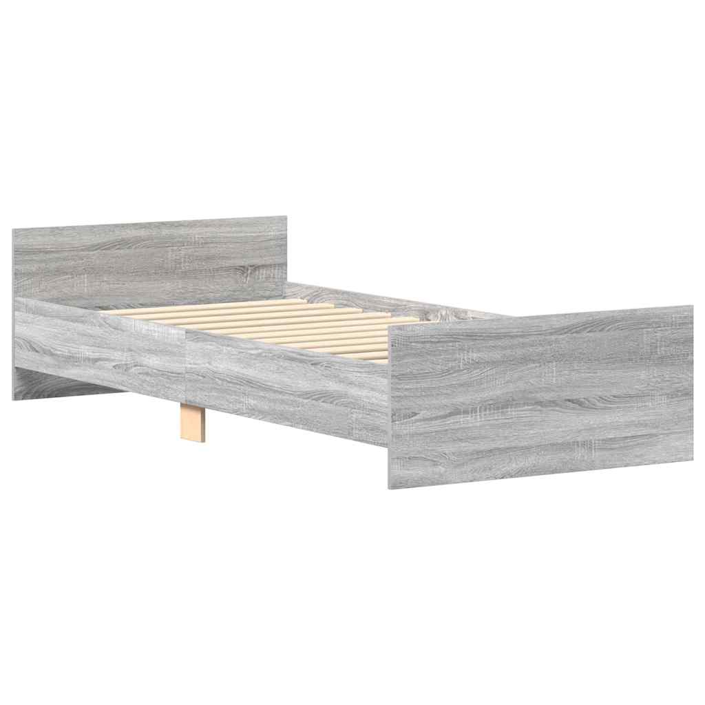 vidaXL Πλαίσιο Κρεβατιού Γκρι Sonoma 75x190 εκ Επεξ. Ξύλο Small Single