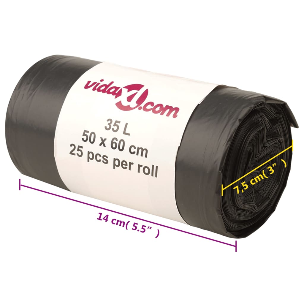 vidaXL Σακούλες Απορριμμάτων 250 τεμ. Μαύρες 35 Λ.