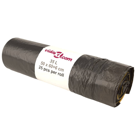 vidaXL Σακούλες Απορριμμάτων με Κορδόνια 250 τεμ. Μαύρες 35 Λ.