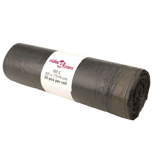 vidaXL Σακούλες Απορριμμάτων με Κορδόνια 250 τεμ. Μαύρες 60 Λ.