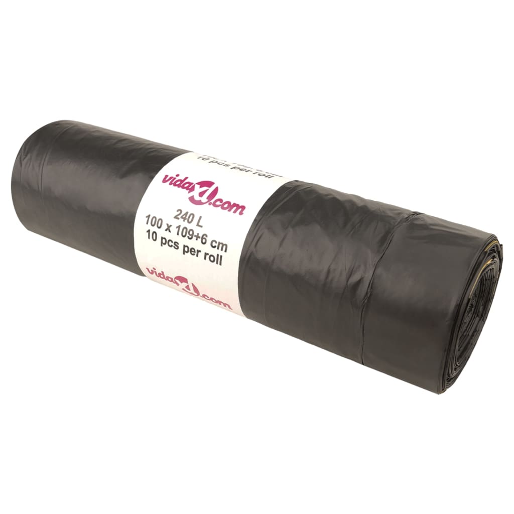 vidaXL Σακούλες Απορριμμάτων με Κορδόνια 150 τεμ. Μαύρες 240 Λ.