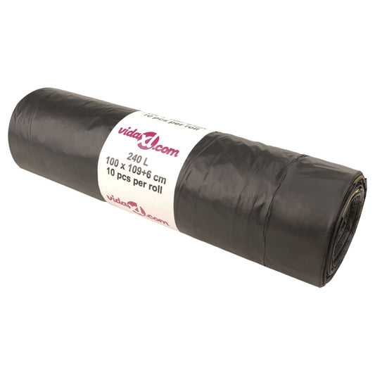 vidaXL Σακούλες Απορριμμάτων με Κορδόνια 150 τεμ. Μαύρες 240 Λ.