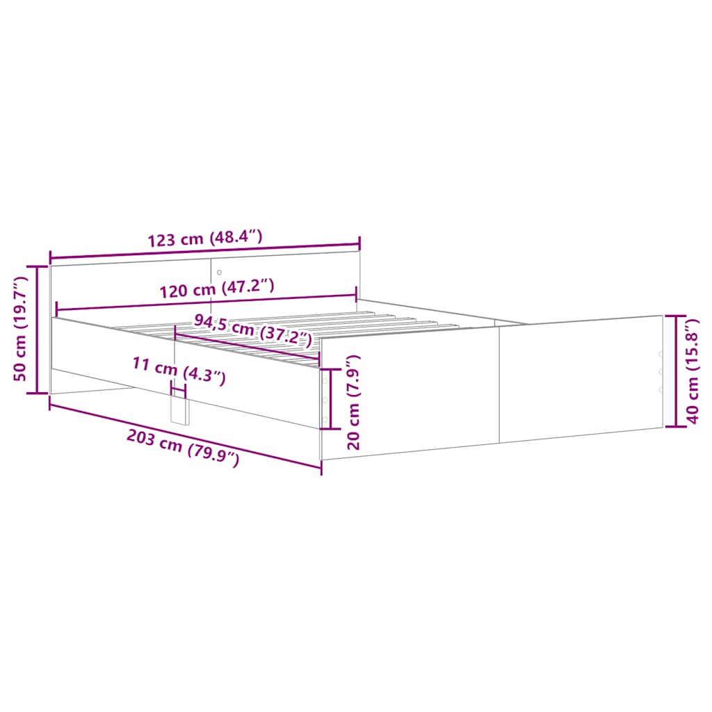 vidaXL Πλαίσιο Κρεβατιού με Κεφαλάρι & Ποδαρικό Λευκό 120 x 200 εκ.