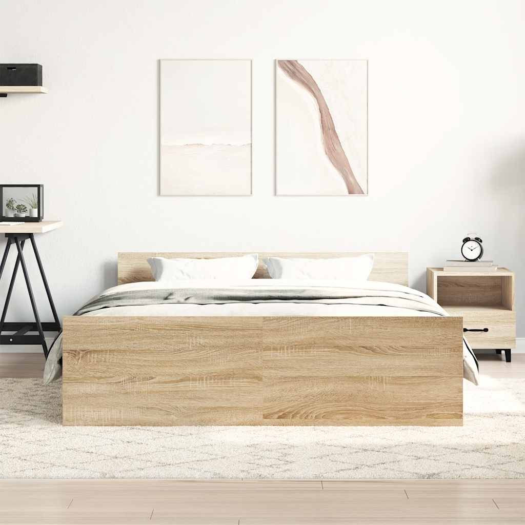 vidaXL Πλαίσιο Κρεβατιού με Κεφαλάρι/Ποδαρικό Sonoma Δρυς 150x200 εκ.