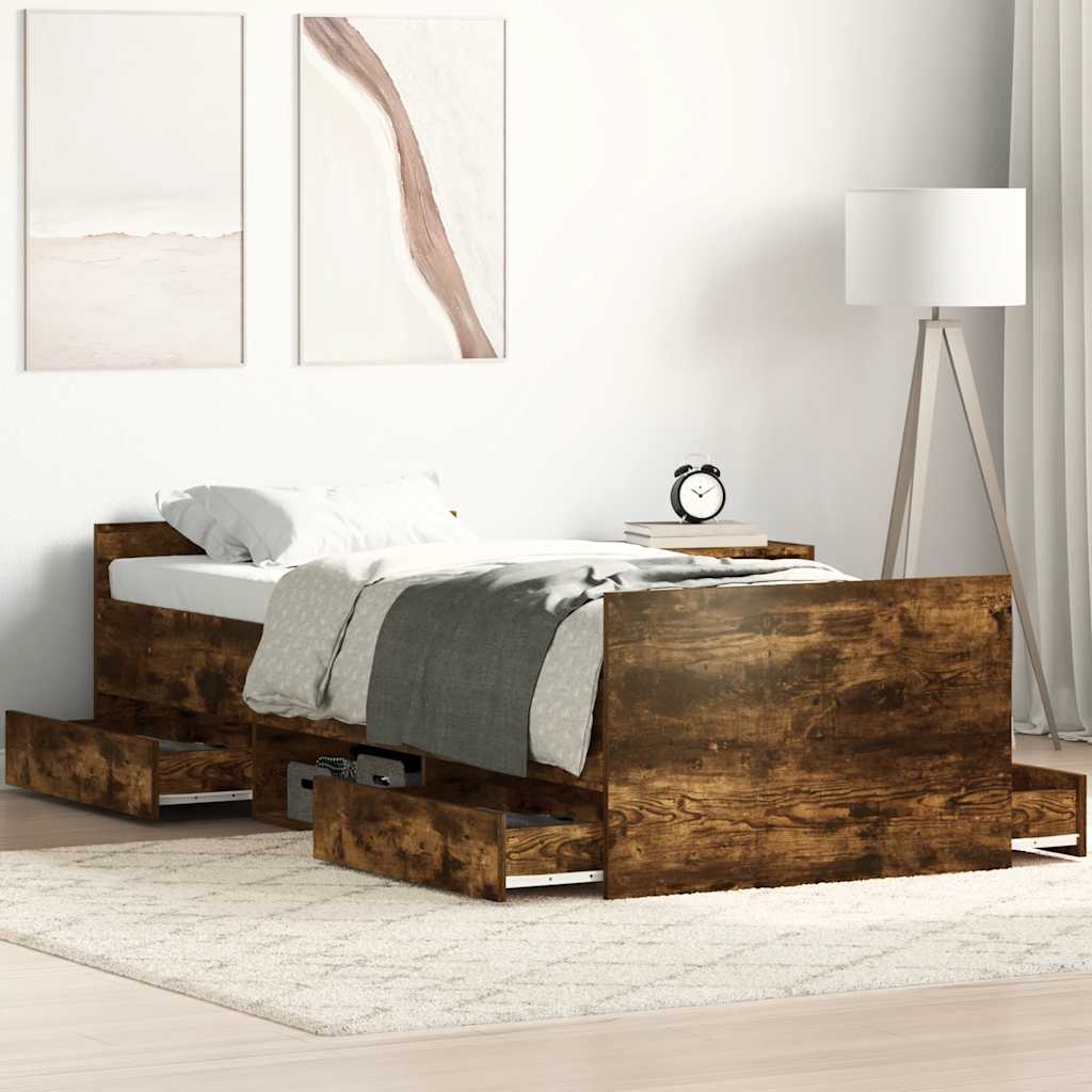 vidaXL Πλαίσιο Κρεβατιού με Κεφαλάρι/Ποδαρικό Καπν. Δρυς 100 x 200 εκ.