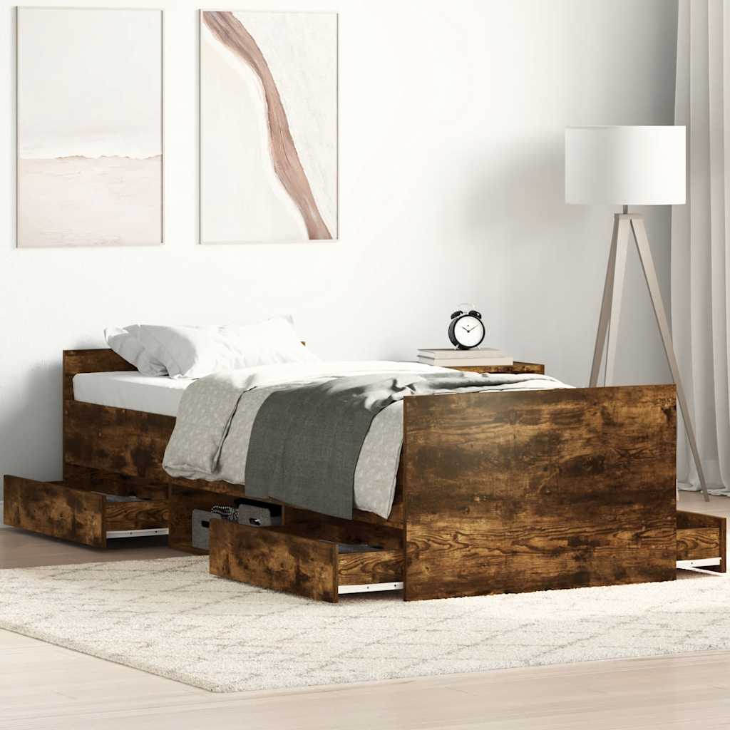 vidaXL Πλαίσιο Κρεβατιού με Κεφαλάρι/Ποδαρικό Καπν. Δρυς 90 x 200 εκ.