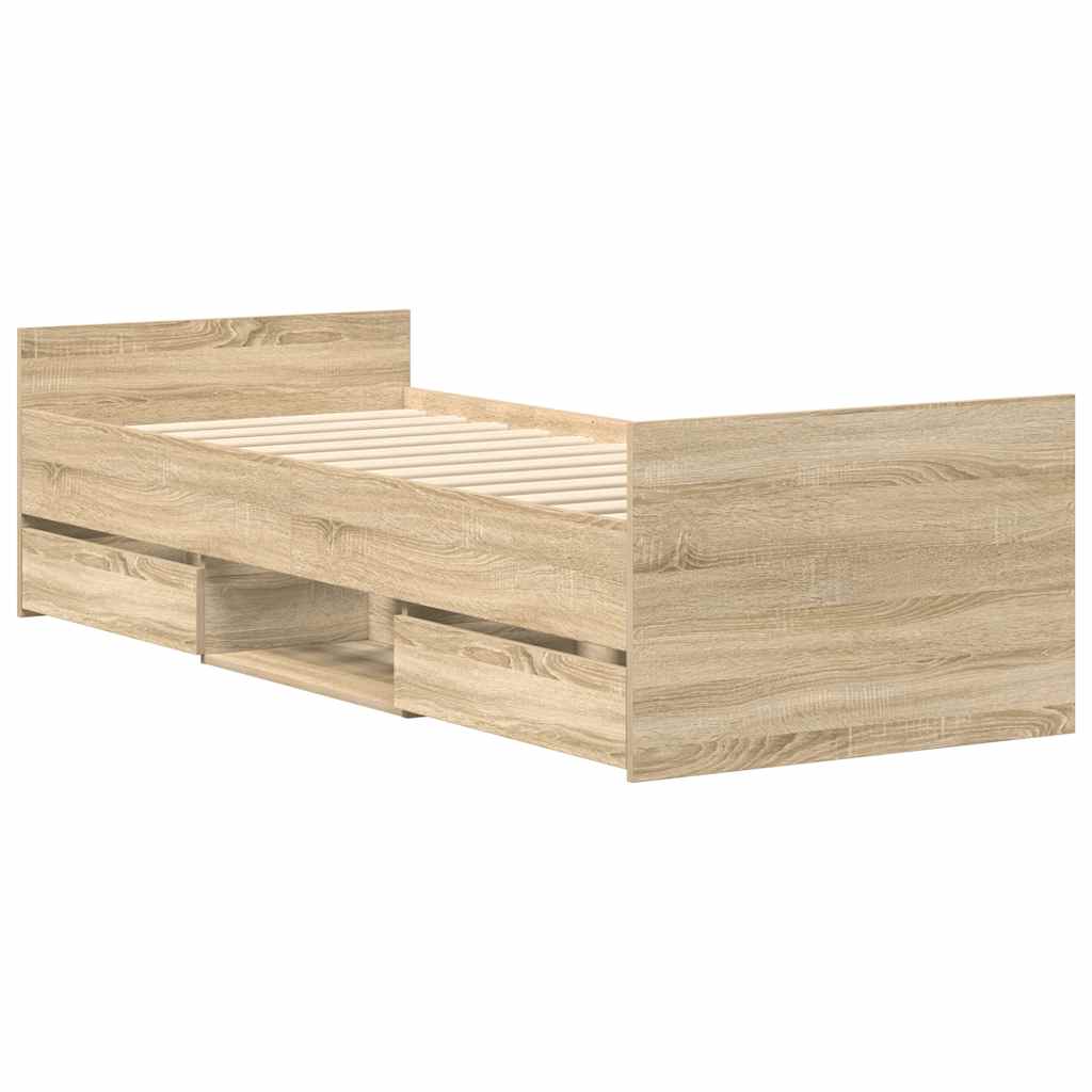 vidaXL Πλαίσιο Κρεβατιού με Κεφαλάρι/Ποδαρικό Sonoma Δρυς 90x190 εκ.