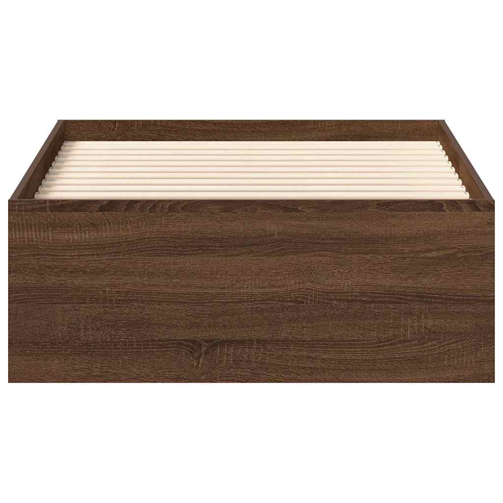 vidaXL Πλαίσιο Κρεβατιού Καφέ Δρυς 75 x 190 εκ. Small Single