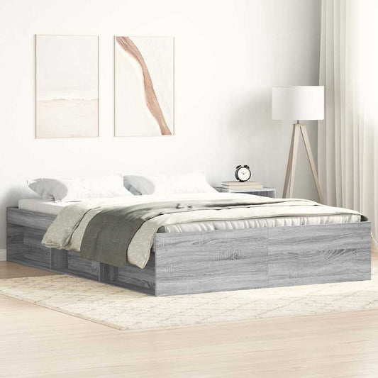 vidaXL Πλαίσιο Κρεβατιού Γκρι Sonoma 140 x 200 εκ.