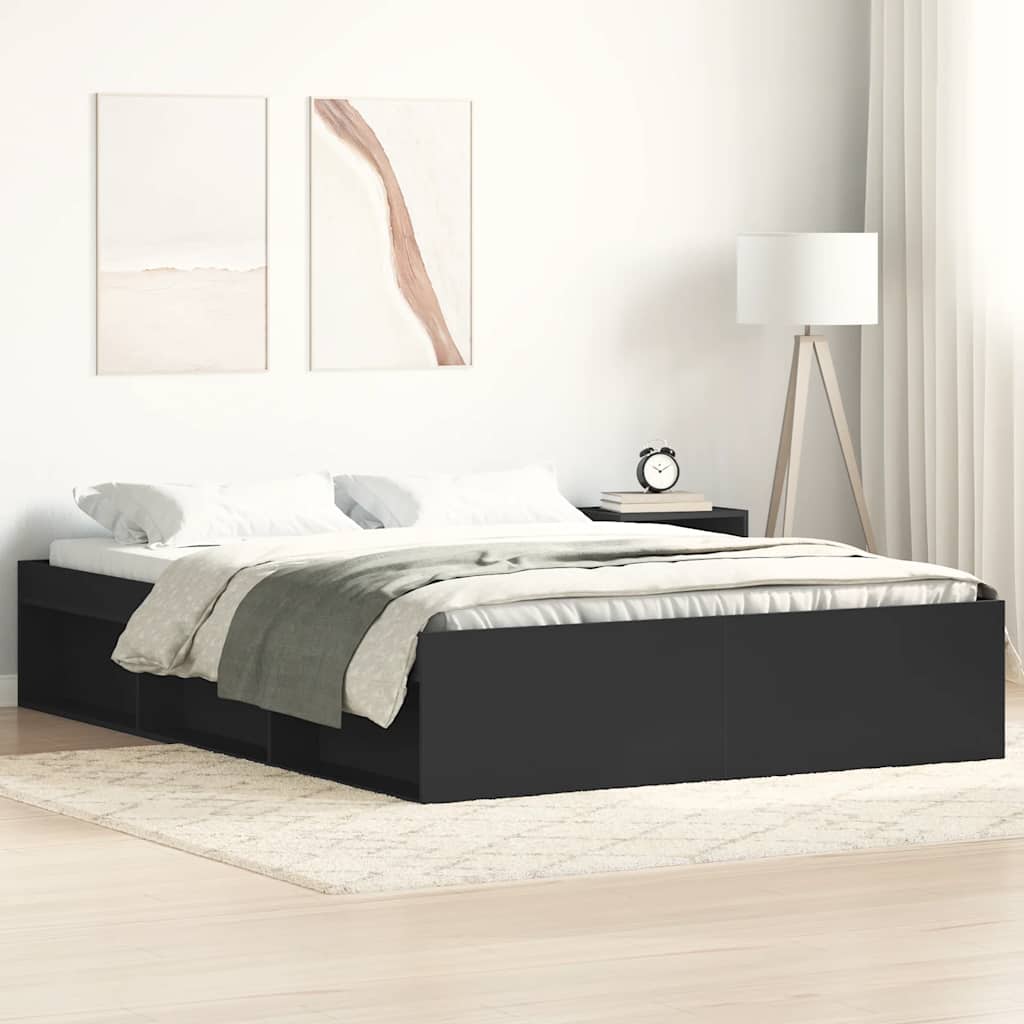 vidaXL Πλαίσιο Κρεβατιού Μαύρο 150 x 200 εκ. King Size