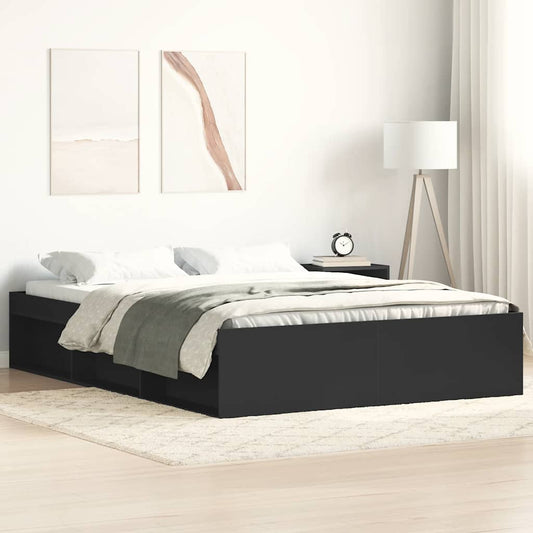 vidaXL Πλαίσιο Κρεβατιού Μαύρο 150 x 200 εκ. King Size