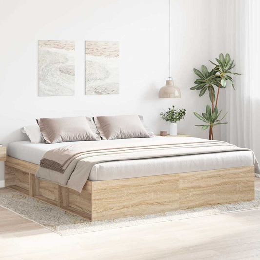 vidaXL Πλαίσιο Κρεβατιού Sonoma Δρυς 180 x 200 εκ. Super King