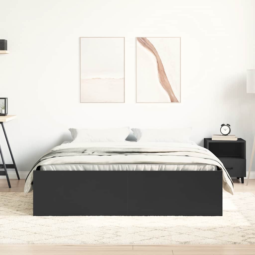 vidaXL Πλαίσιο Κρεβατιού Μαύρο 135x190 εκ. Double