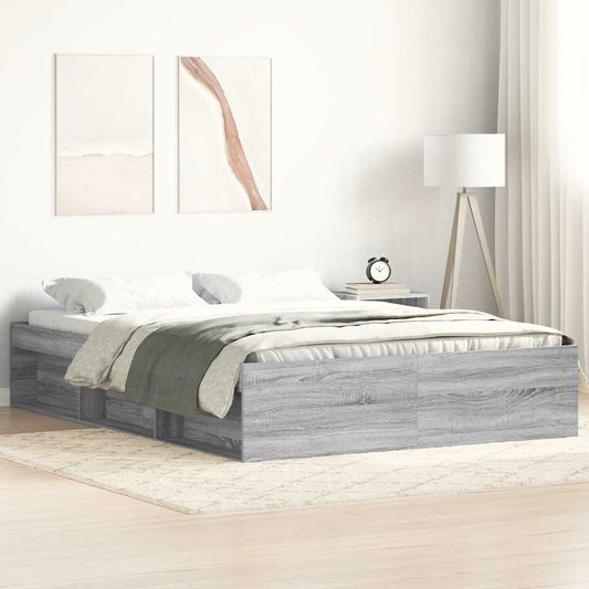 vidaXL Πλαίσιο Κρεβατιού Γκρι Sonoma 135 x 190 εκ. Double