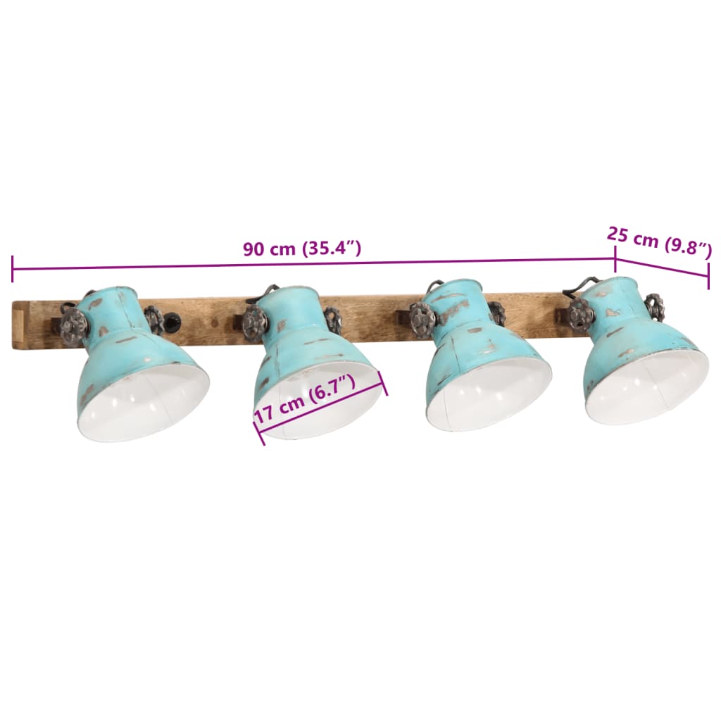 vidaXL Φωτιστικό Τοίχου 25 W Αντικέ Μπλε 90x25 εκ. Ε27