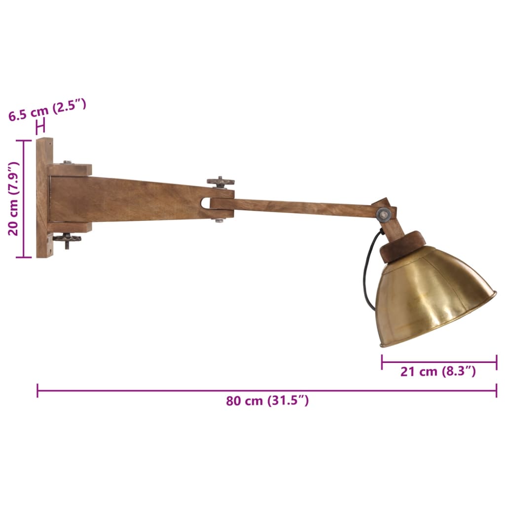 vidaXL Φωτιστικό Τοίχου 25 W Αντικέ Ορείχαλκος E27