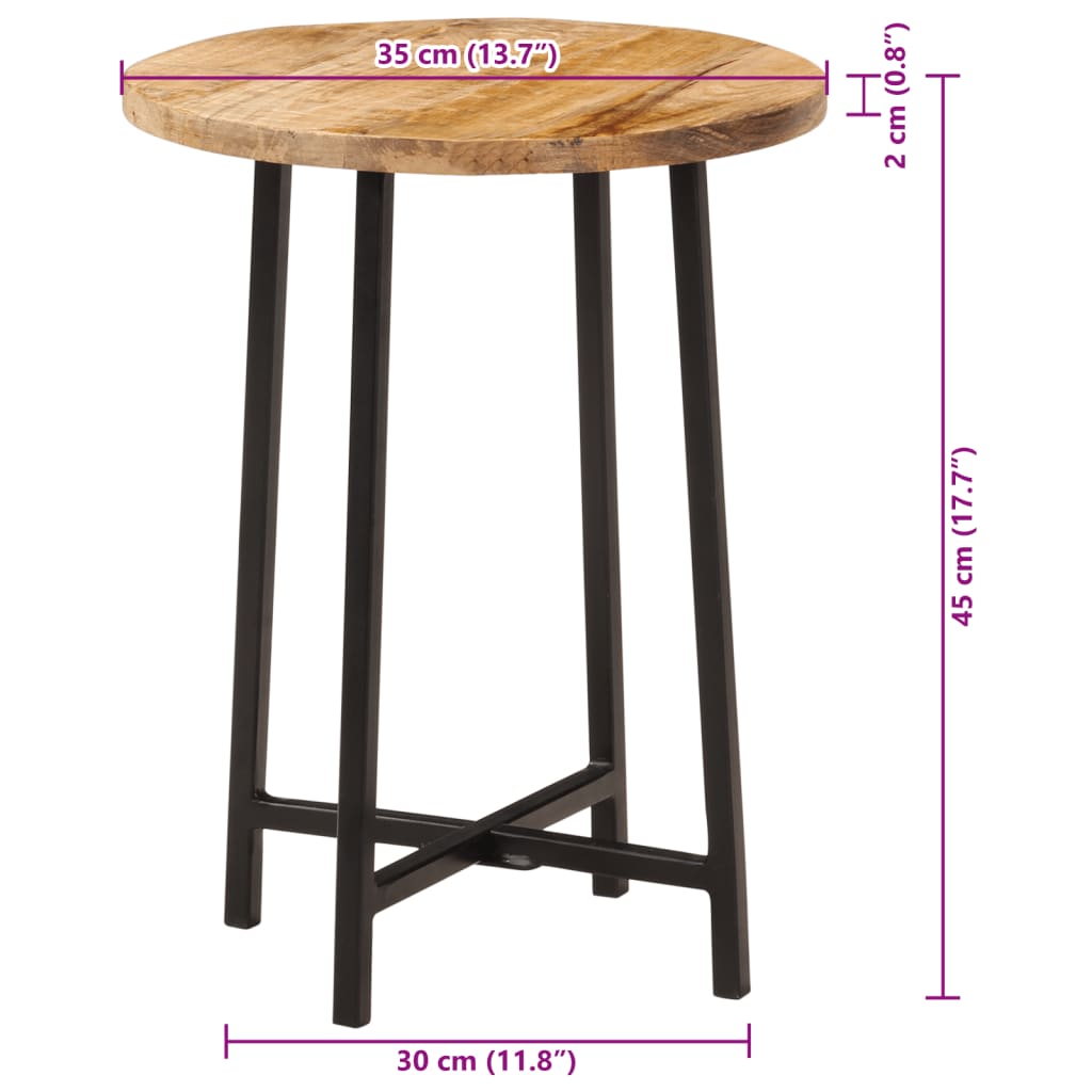 vidaXL Τραπεζάκι Σαλονιού 35x35x45 εκ. από Μασίφ Ξύλο Μάνγκο & Σίδηρο
